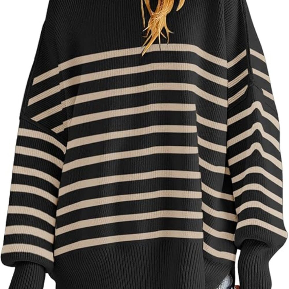 Oversized Striped Crewneck